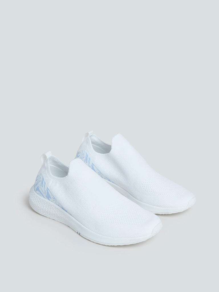 LUNA BLU White Knit-Textured Sneakers